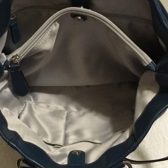 Coach Top Handle Shoulder Bag in Dark Teal Leather (16" x 10.25") - Picture 9 of 10